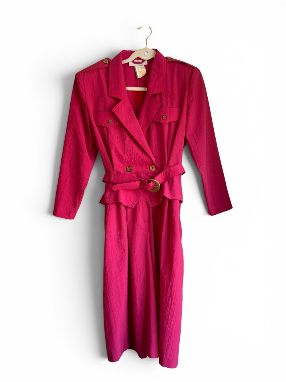 Vintage 80’s Hot Pink Wide-Leg Jumpsuit with Belt - Picture 4 of 11